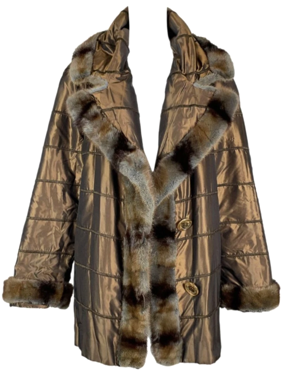 F/W 1995 Fendi x Karl Lagerfeld Runway Leather & Silk Reversible Fur Coat Jacket