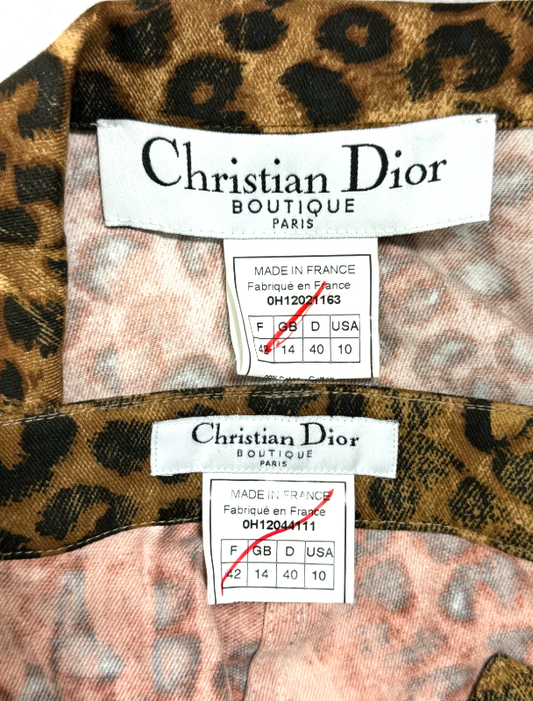 F/W 2000 Christian Dior x John Galliano Leopard Denim Cropped Jacket & Pants Set