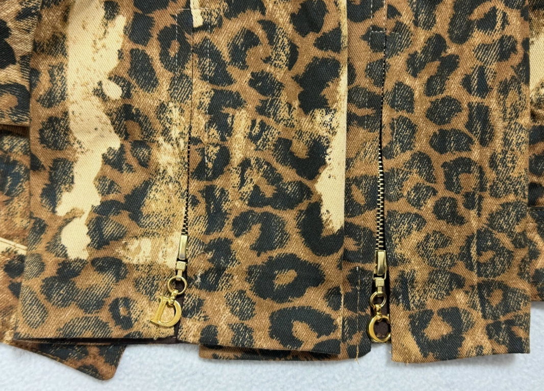 F/W 2000 Christian Dior x John Galliano Leopard Denim Cropped Jacket & Pants Set