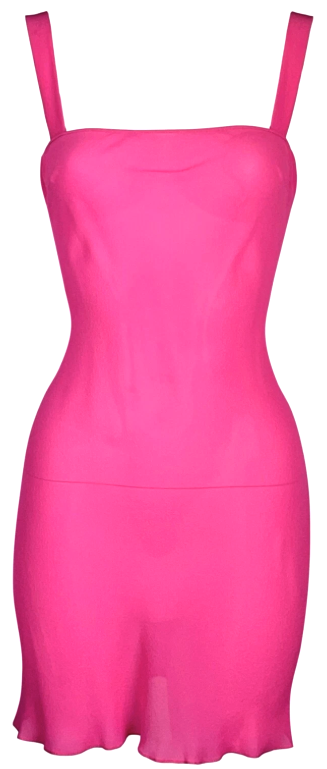 F/W 2003 Christian Dior by John Galliano Hot Pink Sheer Silk Mini Dress