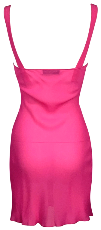 F/W 2003 Christian Dior by John Galliano Hot Pink Sheer Silk Mini Dress