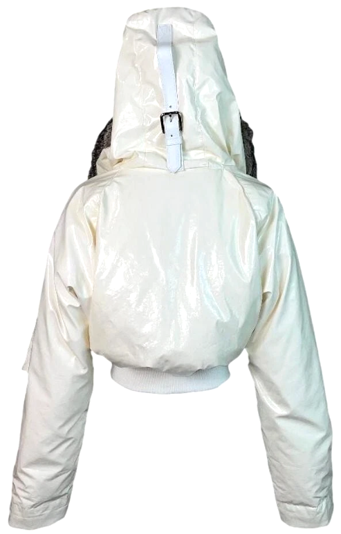 F/W 2003 Dolce & Gabbana Runway Off White Cropped Puffer Coat Jacket w Fur