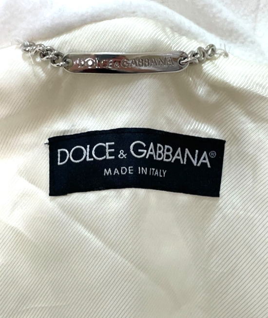F/W 2003 Dolce & Gabbana Runway Off White Cropped Puffer Coat Jacket w Fur