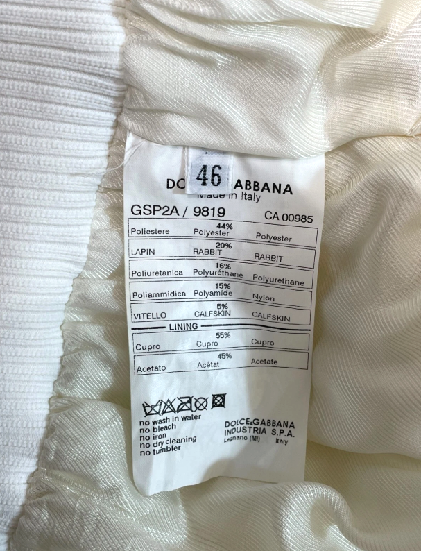 F/W 2003 Dolce & Gabbana Runway Off White Cropped Puffer Coat Jacket w Fur
