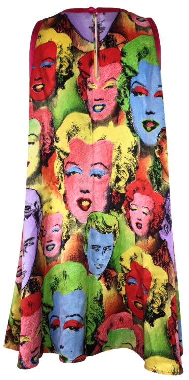 Vintage S/S 1991 Gianni Versace Marilyn Monroe & James Dean Andy Warhol Print Silk MOD Micro Mini Dress
