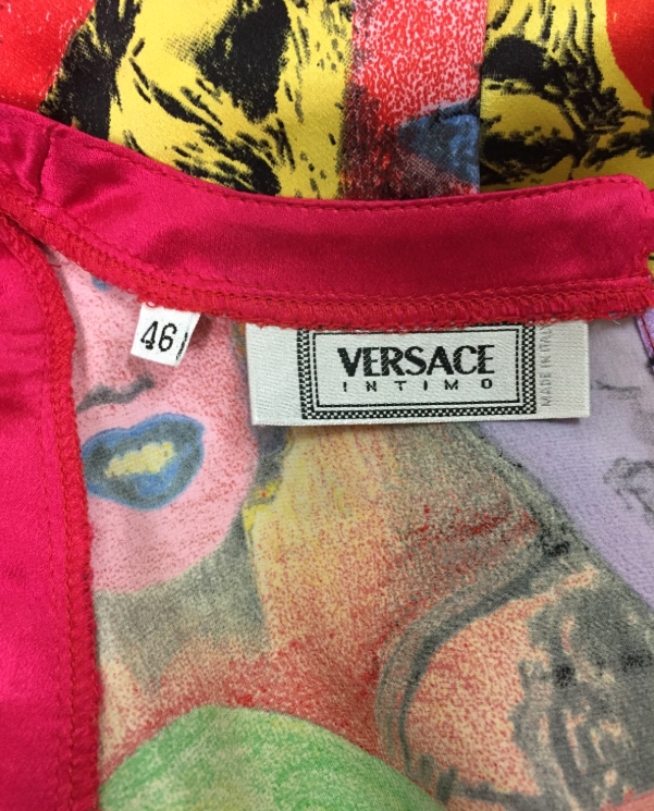 Vintage S/S 1991 Gianni Versace Marilyn Monroe & James Dean Andy Warhol Print Silk MOD Micro Mini Dress