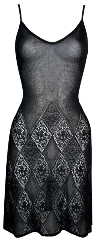 S/S 1998 Christian Dior x John Galliano Sheer Black Embroidered Mesh LBD Mini Dress