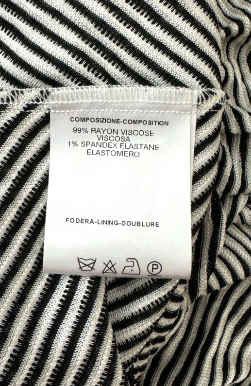 S/S 2001 Fendi x Karl Lagerfeld Runway Black White Striped Ruched Asymmetrical One Shoulder Top & Skirt Set