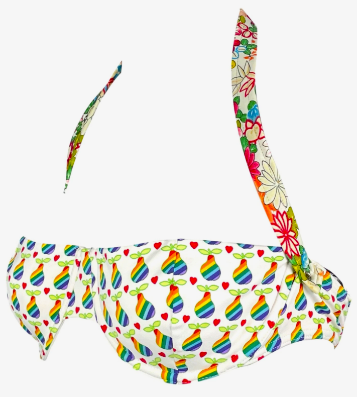 S/S 2002 Christian Dior x John Galliano Rainbow Pear Candy Harajuku Logo Buckle Bra Top