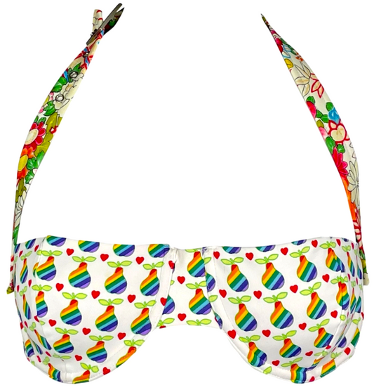 S/S 2002 Christian Dior x John Galliano Rainbow Pear Candy Harajuku Logo Buckle Bra Top
