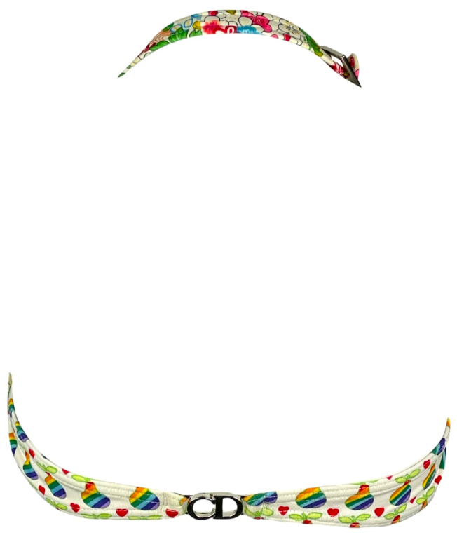 S/S 2002 Christian Dior x John Galliano Rainbow Pear Candy Harajuku Logo Buckle Bra Top