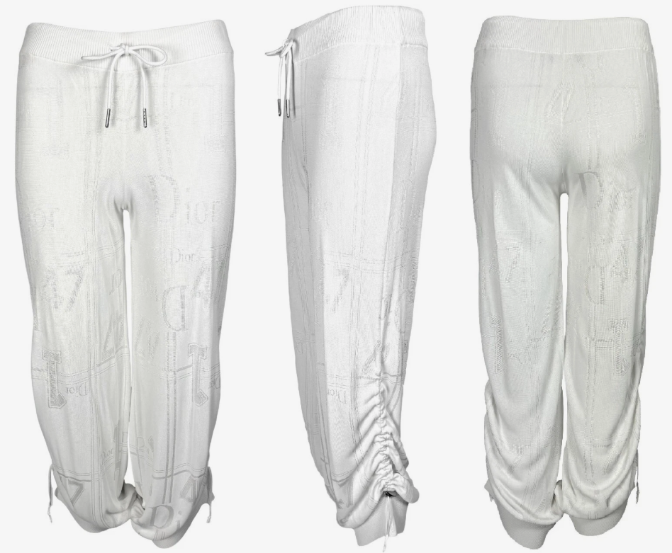 S/S 2004 Christian Dior x John Galliano White Logo Slinky Baggy Jogger Sweat Pants