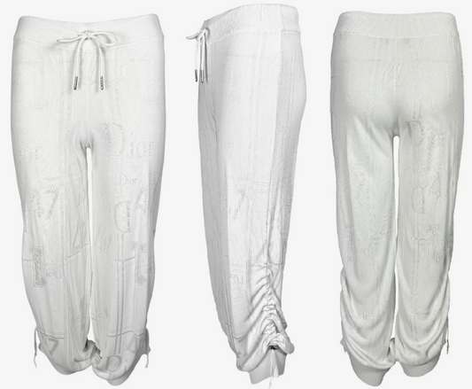 S/S 2004 Christian Dior x John Galliano White Logo Slinky Baggy Jogger Sweat Pants