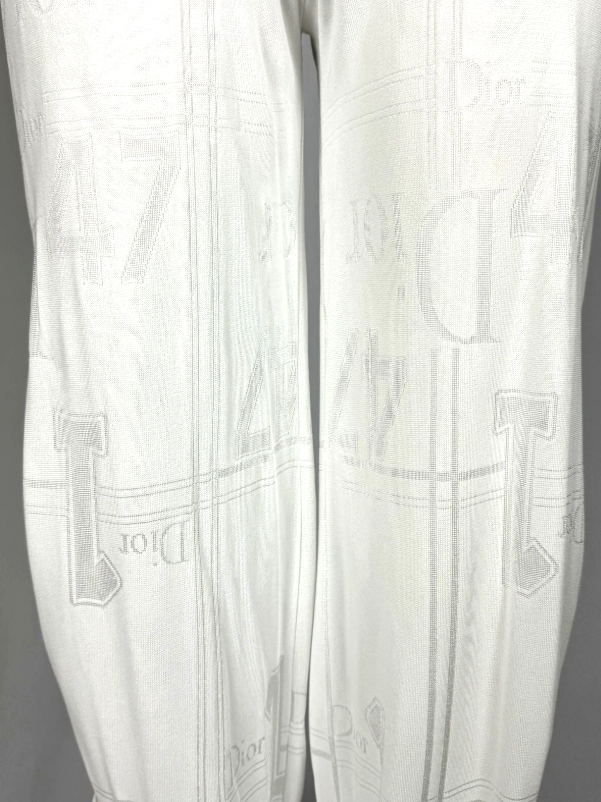 S/S 2004 Christian Dior x John Galliano White Logo Slinky Baggy Jogger Sweat Pants