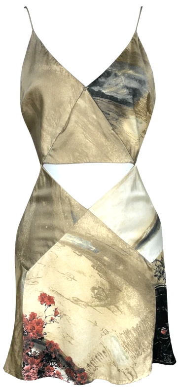 S/S 2004 Roberto Cavalli Runway Cut-Out Silk Mini Dress