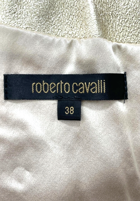 S/S 2007 Roberto Cavalli Gold & Red Laser Cut Leather Dragon Jacket 38