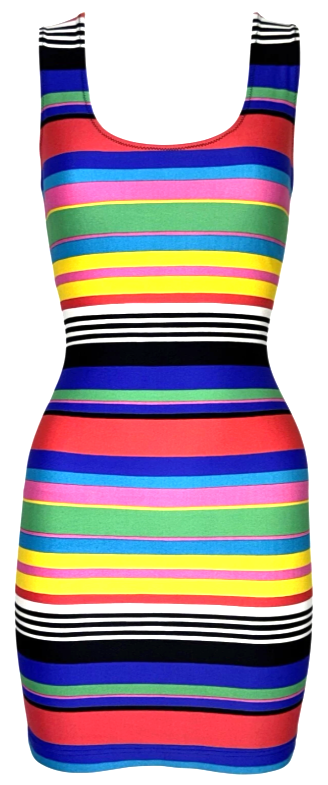 Vintage 1990's Dolce & Gabbana Rainbow Striped Bodycon Nylon Mini Dress
