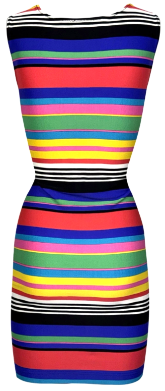 Vintage 1990's Dolce & Gabbana Rainbow Striped Bodycon Nylon Mini Dress
