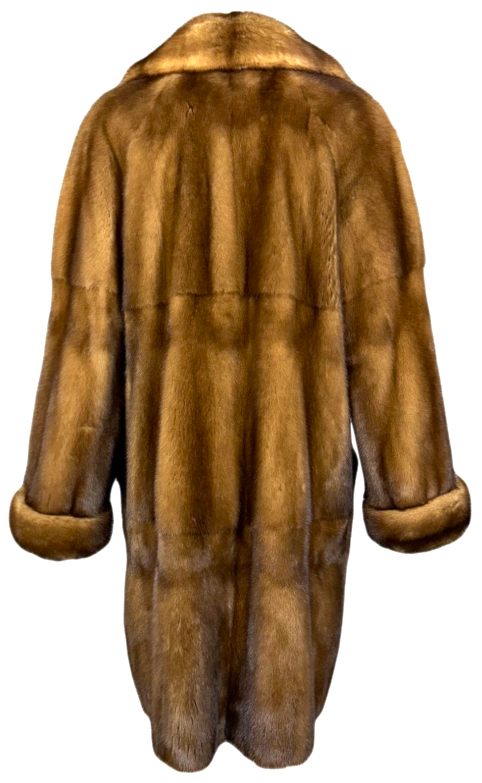 Vintage 1990's Fendi x Karl Lagerfeld Baggy Cocoon Golden Mink Fur Midi Coat