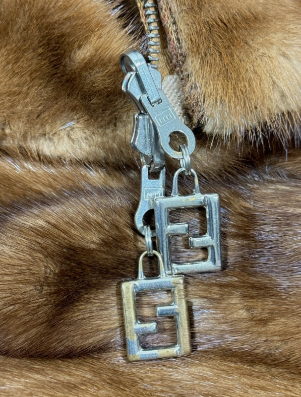 Vintage 1990's Fendi x Karl Lagerfeld Baggy Cocoon Golden Mink Fur Midi Coat