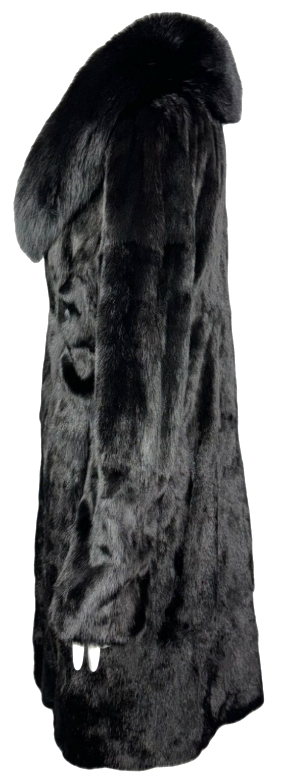 Vintage F/W 1995 Dolce & Gabbana Classic Black Mink & Fox Fur Midi Trench Coat Jacket