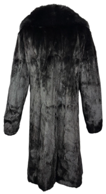 Vintage F/W 1995 Dolce & Gabbana Classic Black Mink & Fox Fur Midi Trench Coat Jacket