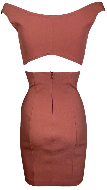 Vintage S/S 1991 Dolce & Gabbana Pin-Up Crop Top & High Waist Bodycon Mini Skirt Set