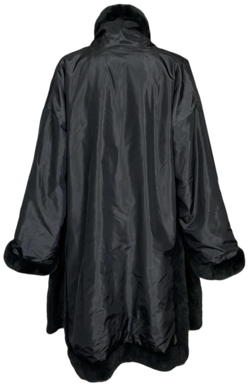 2000's Jean Paul Gaultier Kimono Style Black Fur Open Sides Swing Coat Jacket