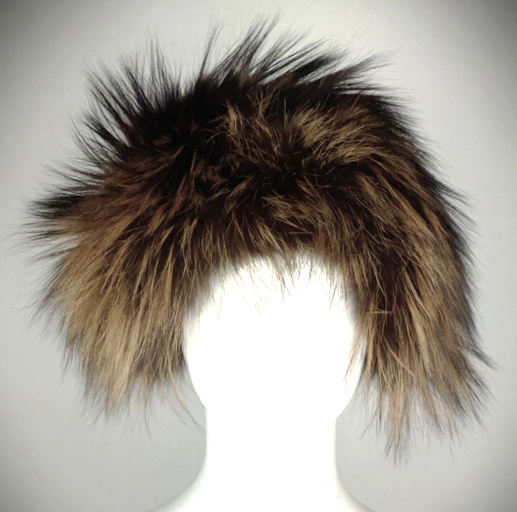 2004 Christian Dior x John Galliano Large Fox Fur Headband Wrap w Logo Metal Plate