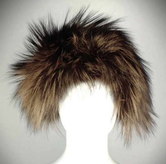 2004 Christian Dior x John Galliano Large Fox Fur Headband Wrap w Logo Metal Plate