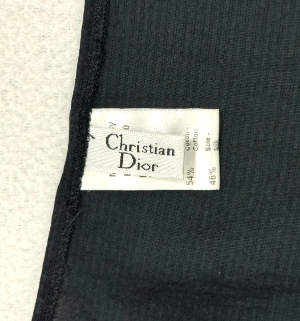 2000's Christian Dior x John Galliano Sheer Black Summer LBD Mini Dress Crystal Logo Charm
