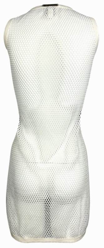 2000's John Galliano Sheer White Fishnet Mesh Mini Dress