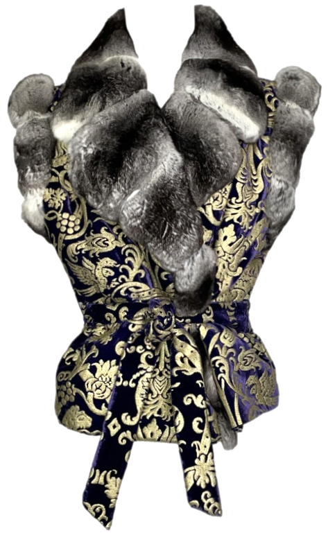 F/W 2006 Roberto Cavalli Runway Purple Velvet & Gold Chinchilla Fur Vest Jacket