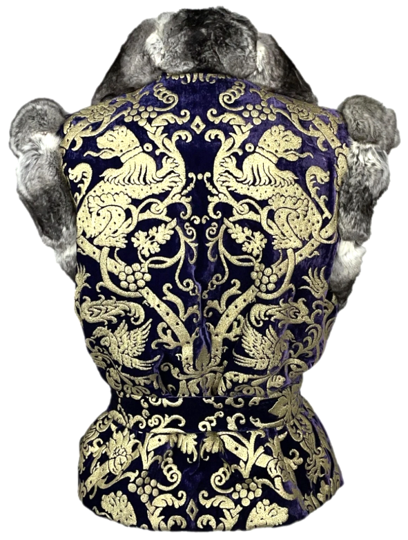 F/W 2006 Roberto Cavalli Runway Purple Velvet & Gold Chinchilla Fur Vest Jacket