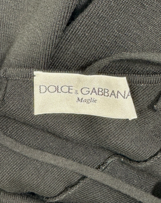 Vintage 1990's Dolce & Gabbana Black Strappy 1950's Pin-Up Bodycon Wiggle Maxi Dress