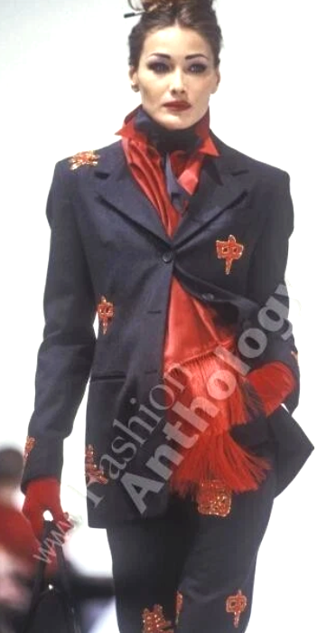 F/W 1992 Dolce & Gabbana Runway Chinoiserie Beaded Dragon Black Jacket Blazer