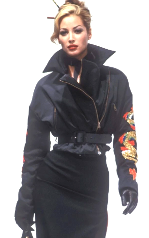 F/W 1992 Dolce & Gabbana Runway Chinoiserie Beaded Dragon Black Jacket Blazer