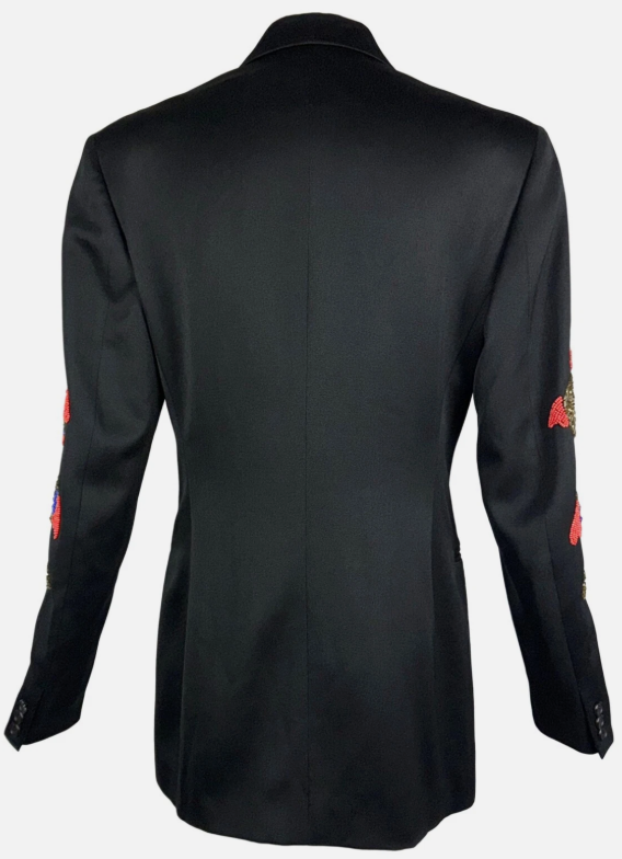 F/W 1992 Dolce & Gabbana Runway Chinoiserie Beaded Dragon Black Jacket Blazer