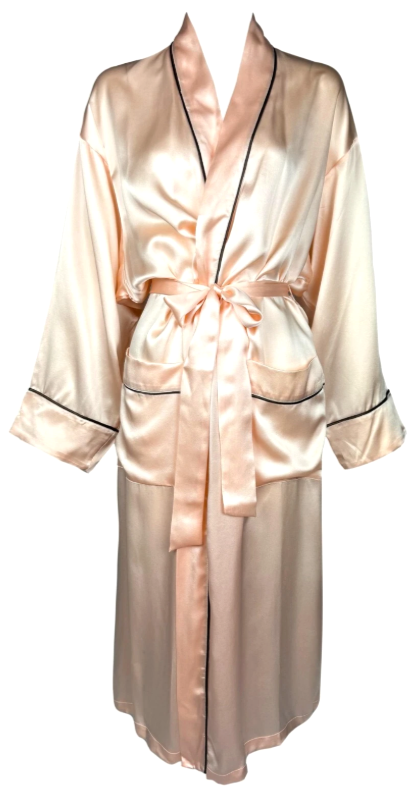 Vintage 1990's Dolce & Gabbana 1940's Pin-Up Style Pastel Pink Silk Satin Robe Jacket