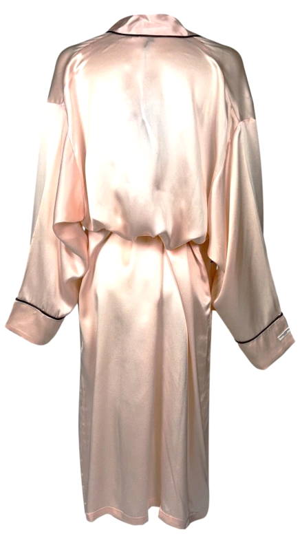 Vintage 1990's Dolce & Gabbana 1940's Pin-Up Style Pastel Pink Silk Satin Robe Jacket