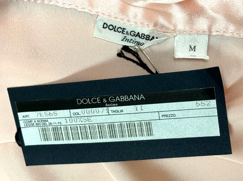 Vintage 1990's Dolce & Gabbana 1940's Pin-Up Style Pastel Pink Silk Satin Robe Jacket