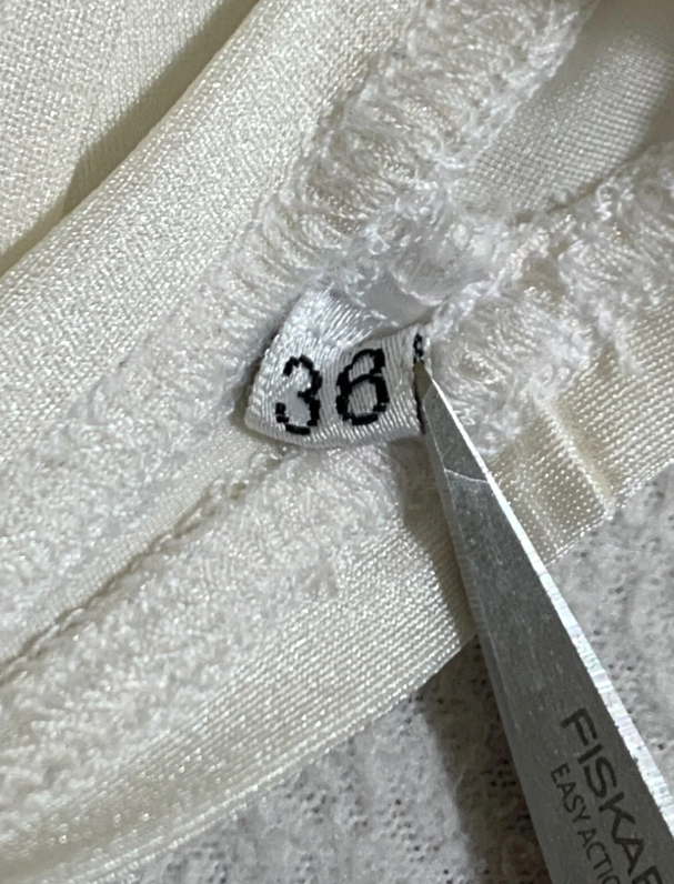 Vintage S/S 1996 Gianni Versace Pearl Ivory Nylon Bodycon Mini Dress Medusa Logo 38