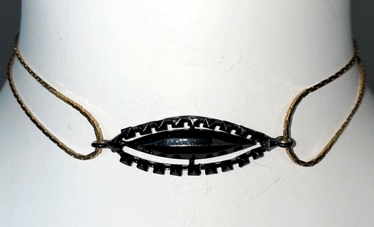 Vintage 1990's Christian Dior x John Galliano Third Eye Chakra Black & Gold Choker Necklace