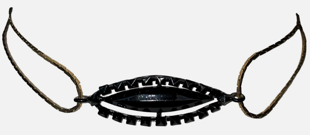 Vintage 1990's Christian Dior x John Galliano Third Eye Chakra Black & Gold Choker Necklace