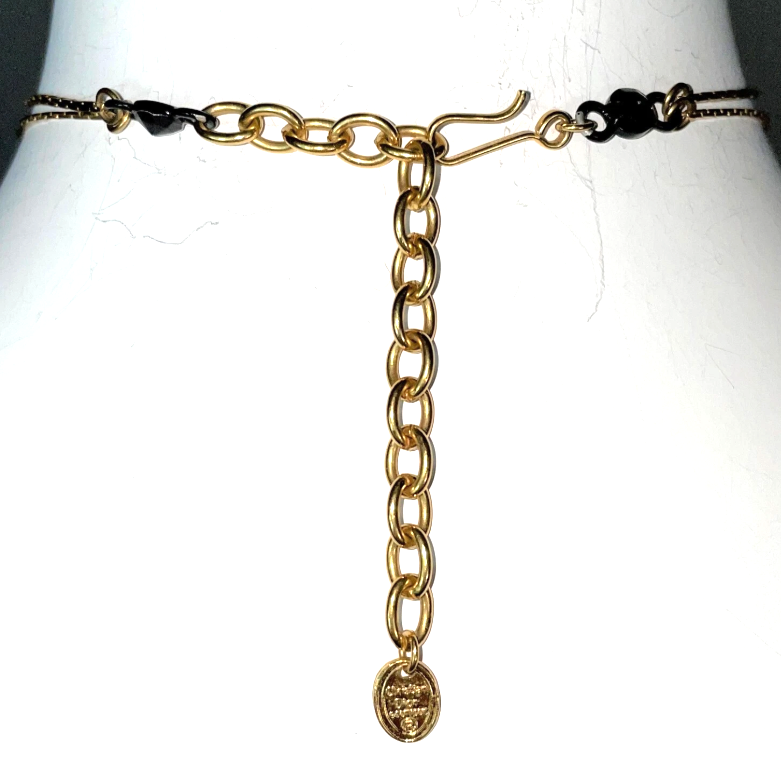 Vintage 1990's Christian Dior x John Galliano Third Eye Chakra Black & Gold Choker Necklace