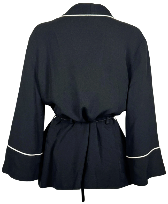 Vintage F/W 1995 Dolce & Gabbana Black 1940's Style Smoking Wrap Rope Belt Jacket