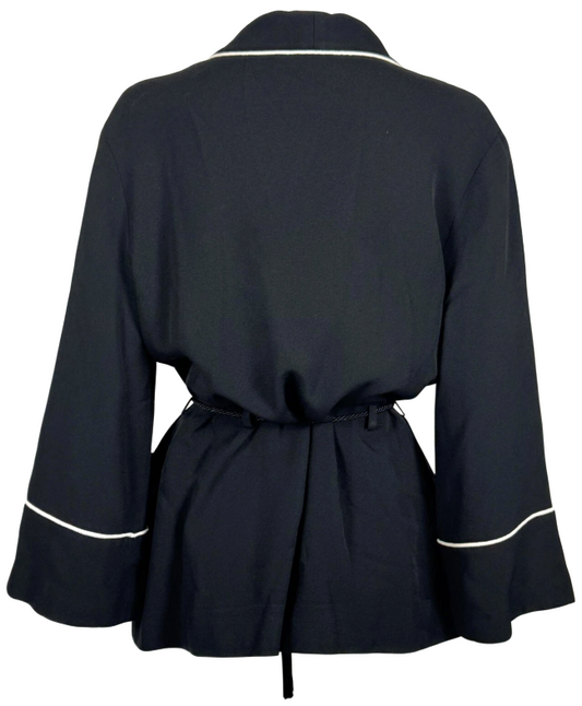 Vintage F/W 1995 Dolce & Gabbana Black 1940's Style Smoking Wrap Rope Belt Jacket