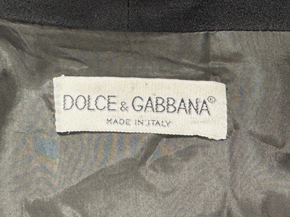 Vintage F/W 1995 Dolce & Gabbana Black 1940's Style Smoking Wrap Rope Belt Jacket