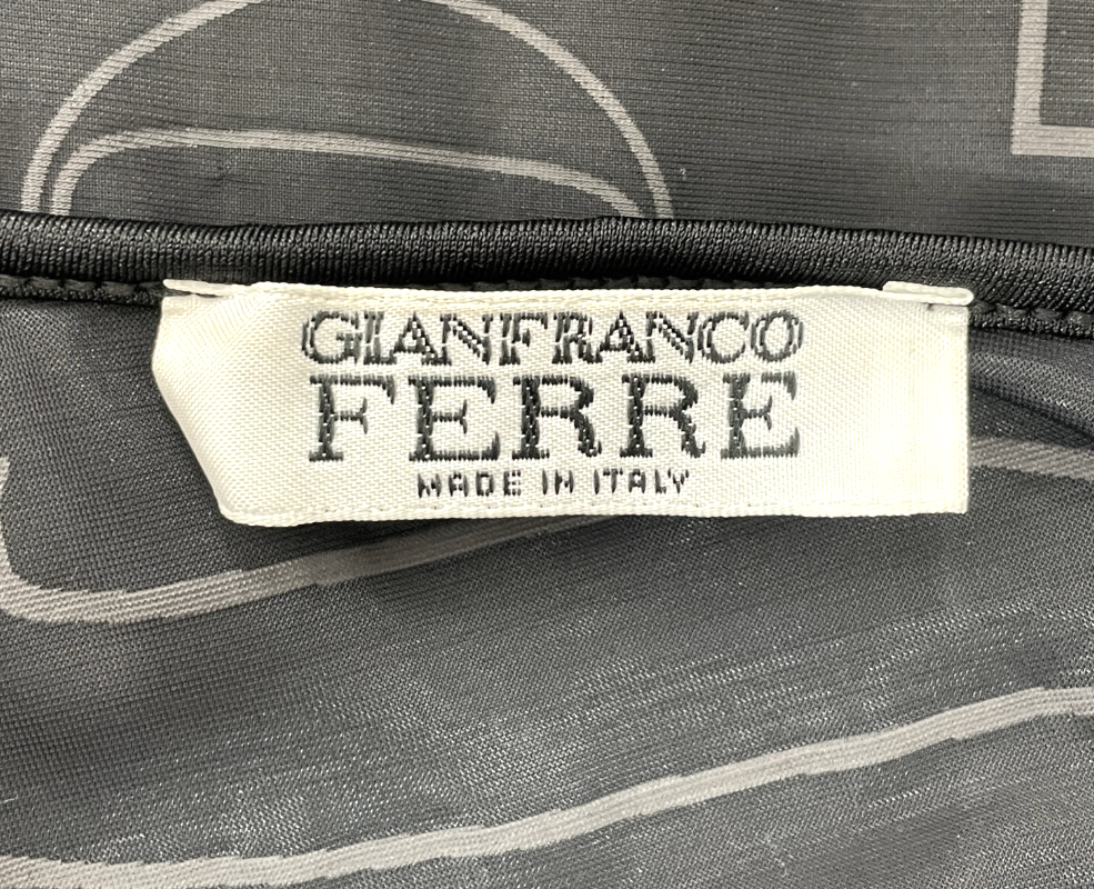 Vintage 1990's Gianfranco Ferre Sheer Black Logo Monogram Bodycon Maxi Dress