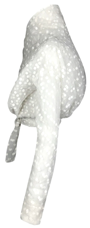 Vintage S/S 1992 Dolce & Gabbana Sheer White Polka Dot Tulle Wrap L/S Crop Top Jacket